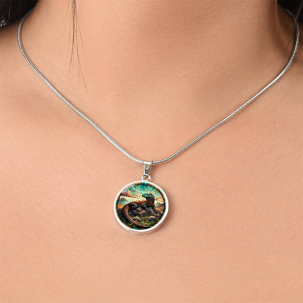 The Komodo Dragon Circle Pendant Necklace