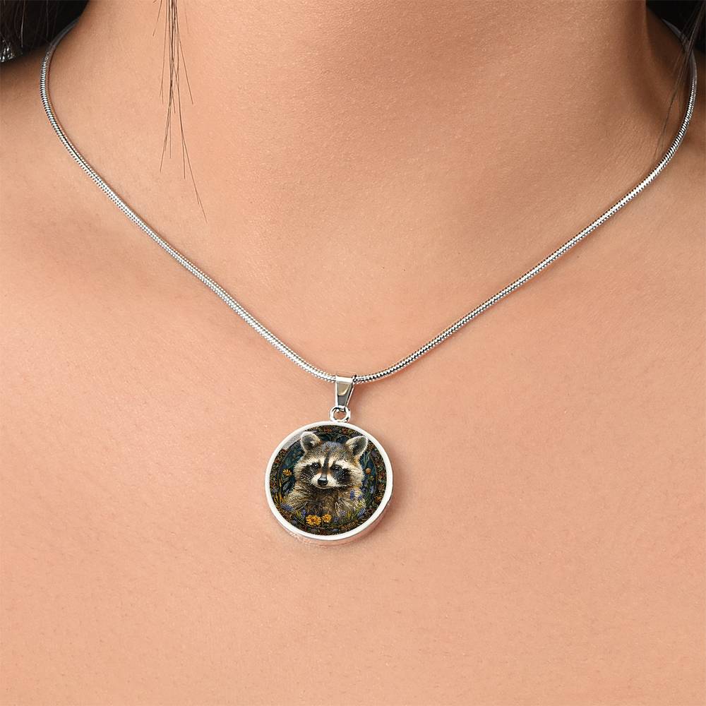 The Wildflowers Raccoon Circle Pendant Necklace