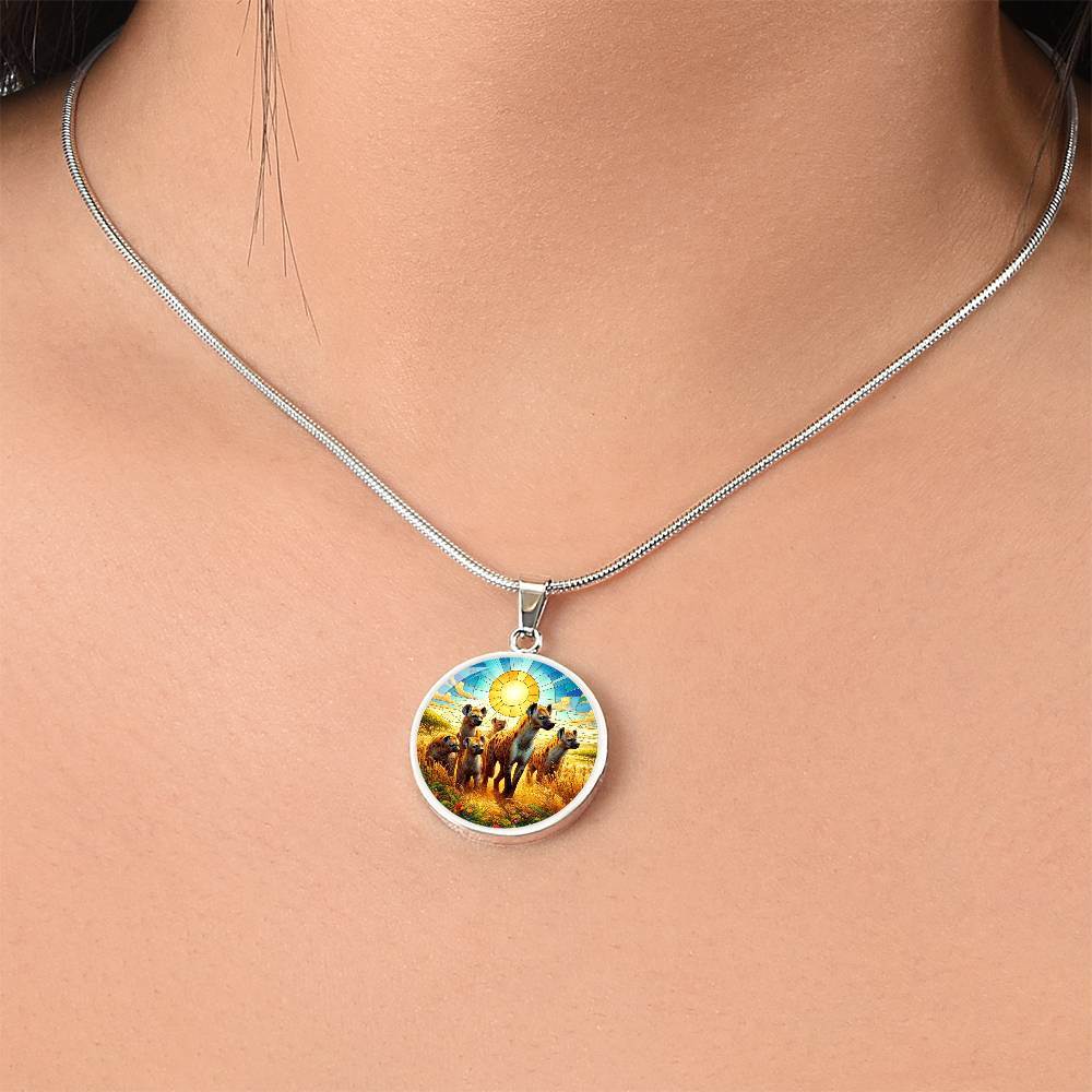 The Hyena Family Circle Pendant Necklace