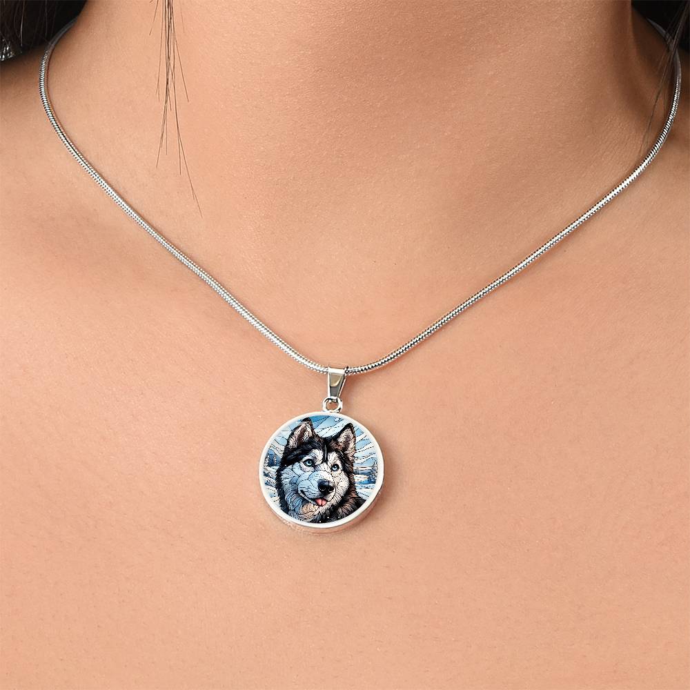 The Snowy Husky Pendant Necklace