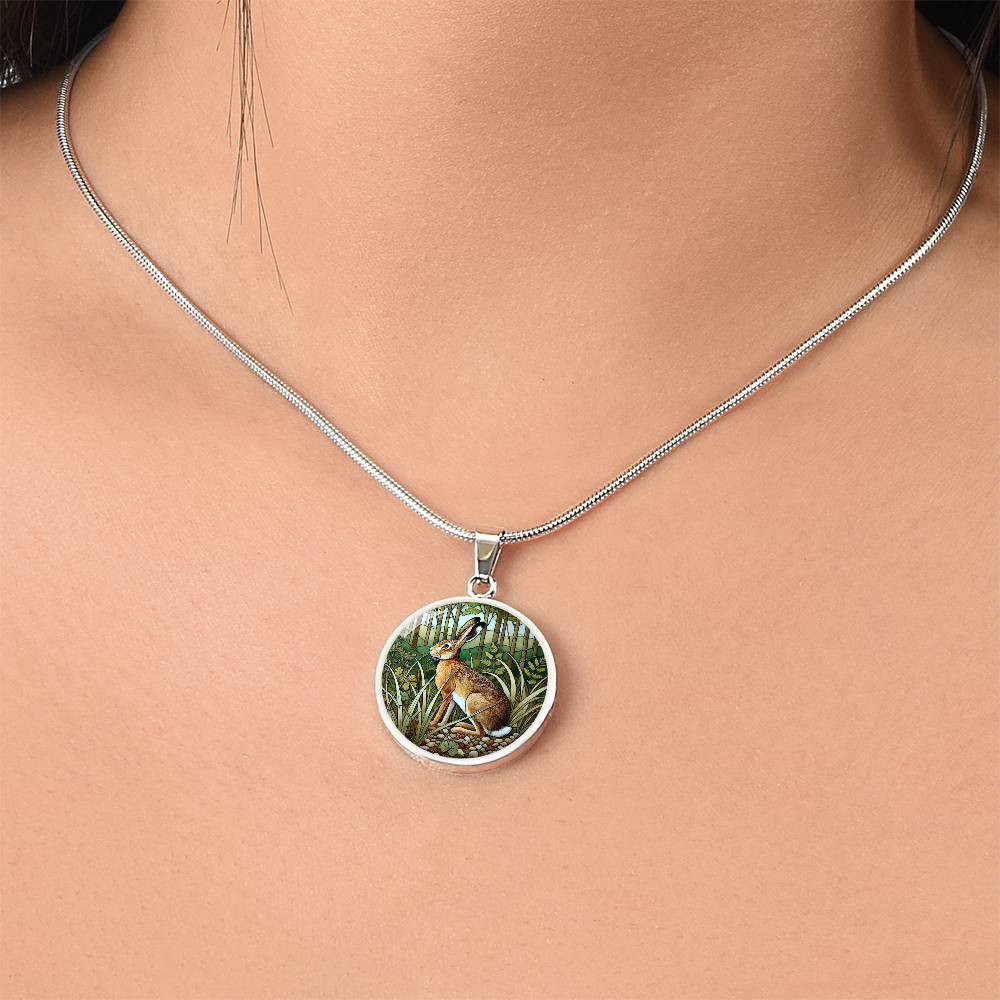 The Forest Hare Circle Pendant Necklace