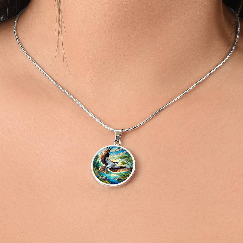 The Osprey Bird Circle Pendant Necklace