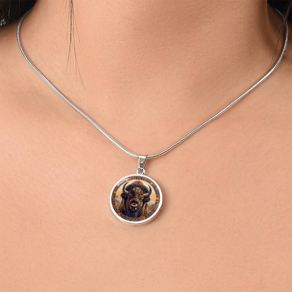 The Sacred Bison Circle Pendant Necklace