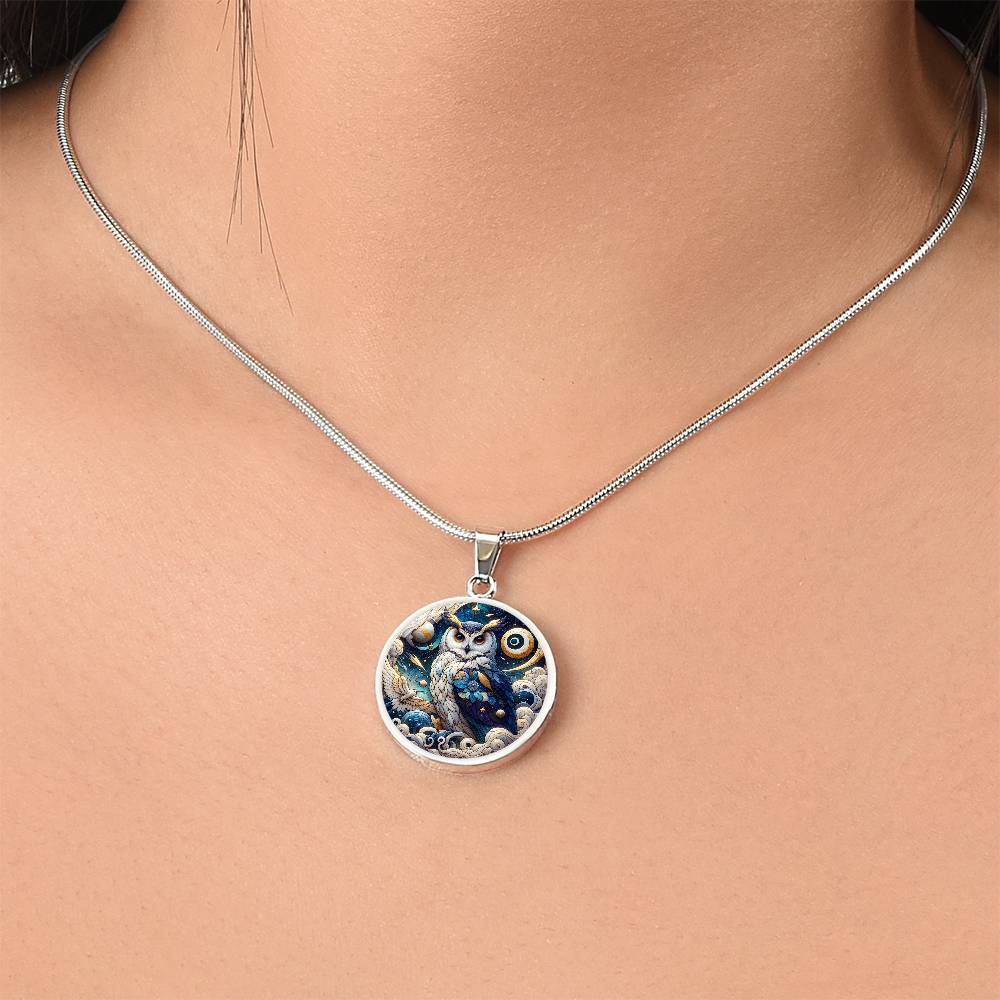 The Celestial Owl Circle Pendant Necklace