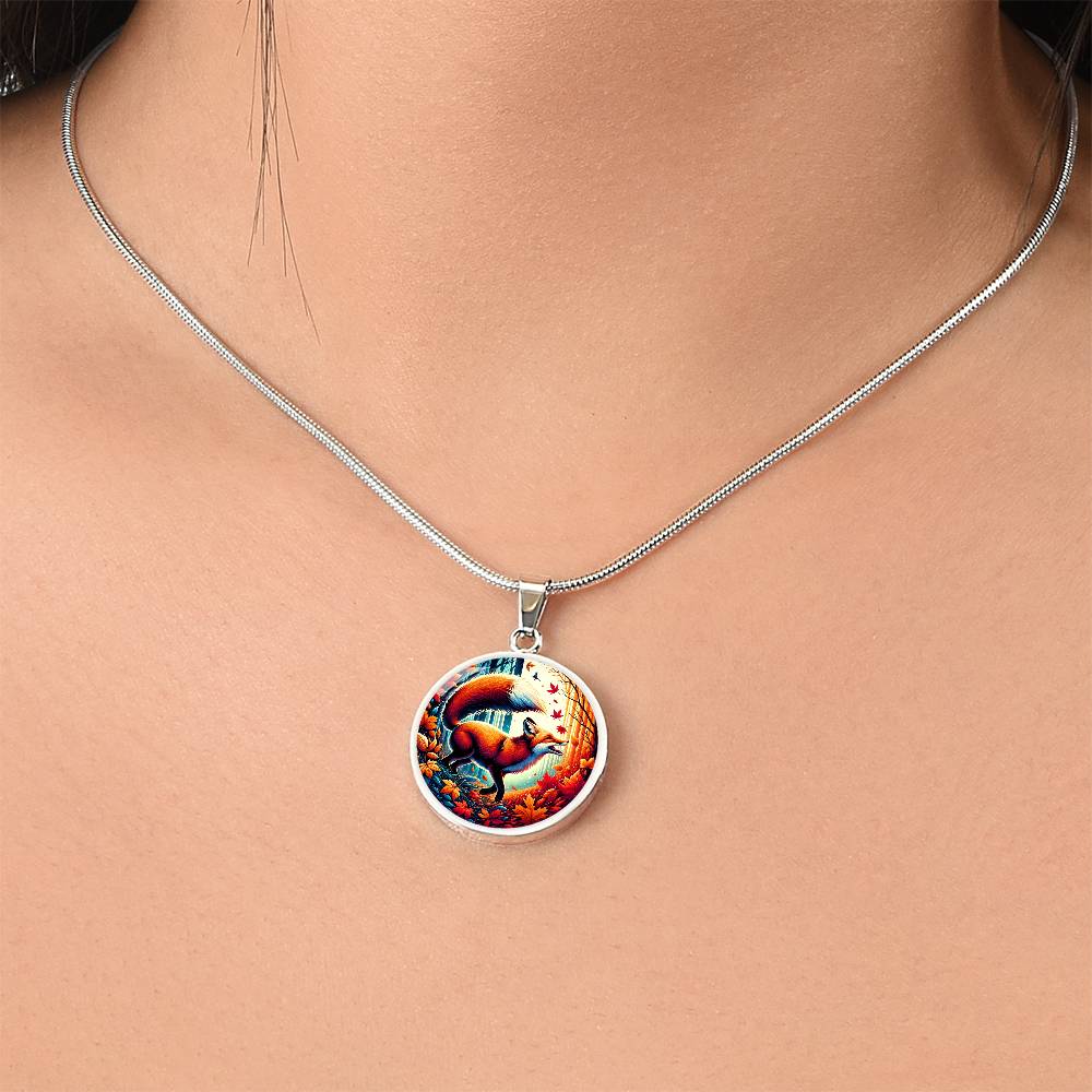 The Autumn Fox Circle Pendant Necklace