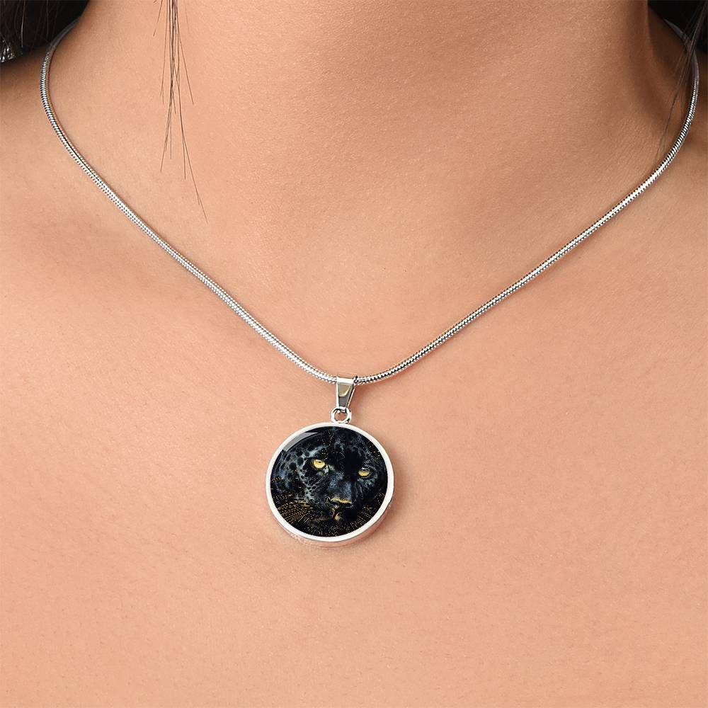 The Enigmatic Panther Circle Pendant Necklace