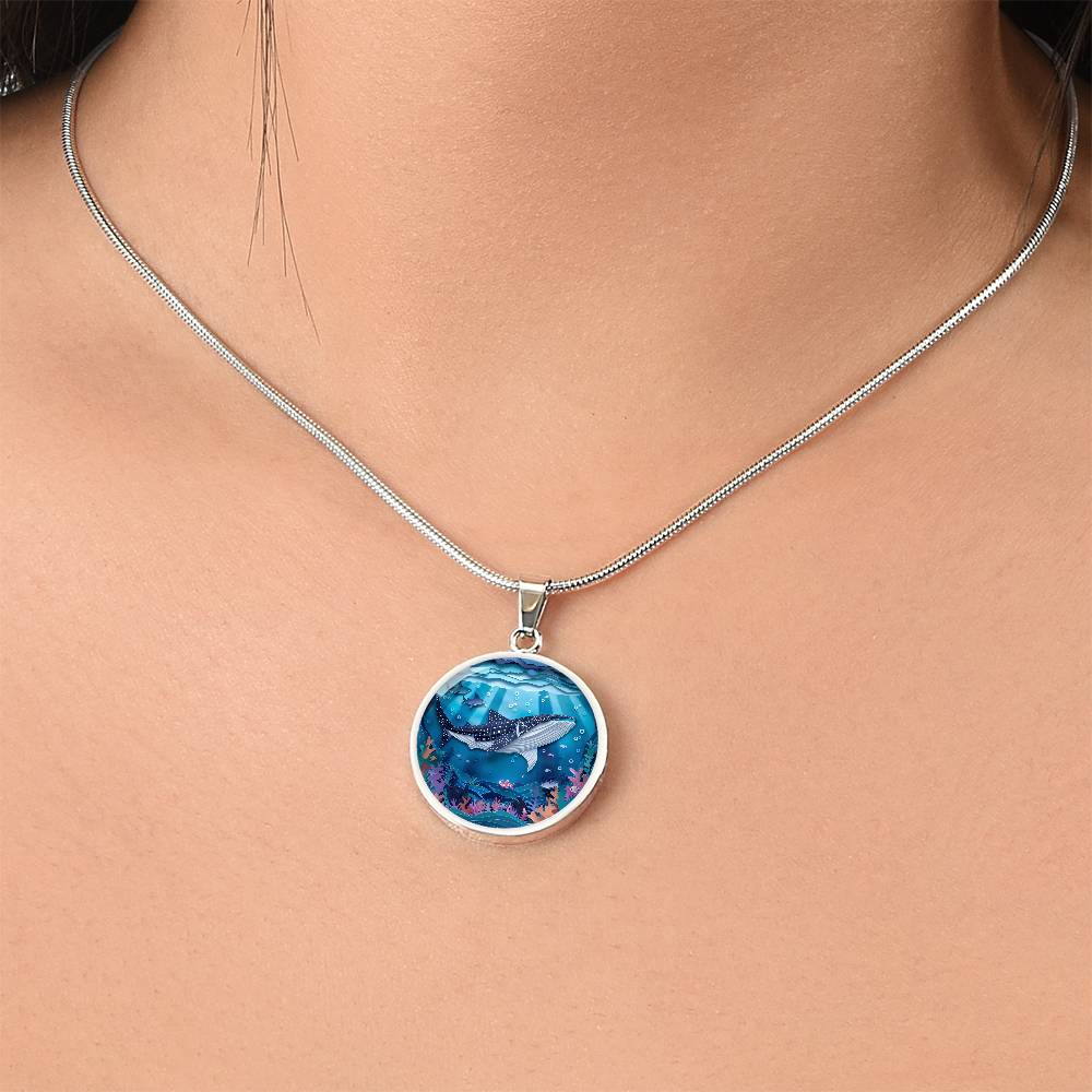 The Gliding Whale Shark Circle Pendant Necklace