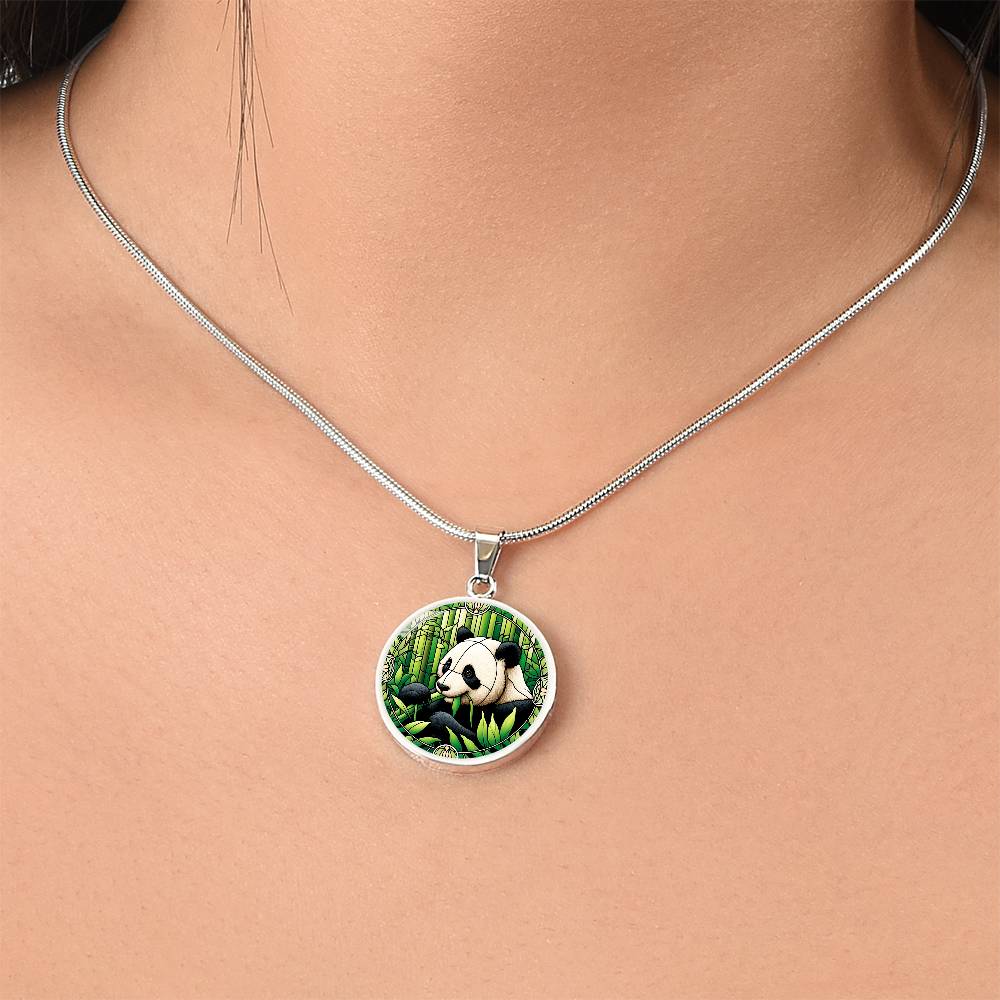 The Peaceful Panda Circle Pendant Necklace