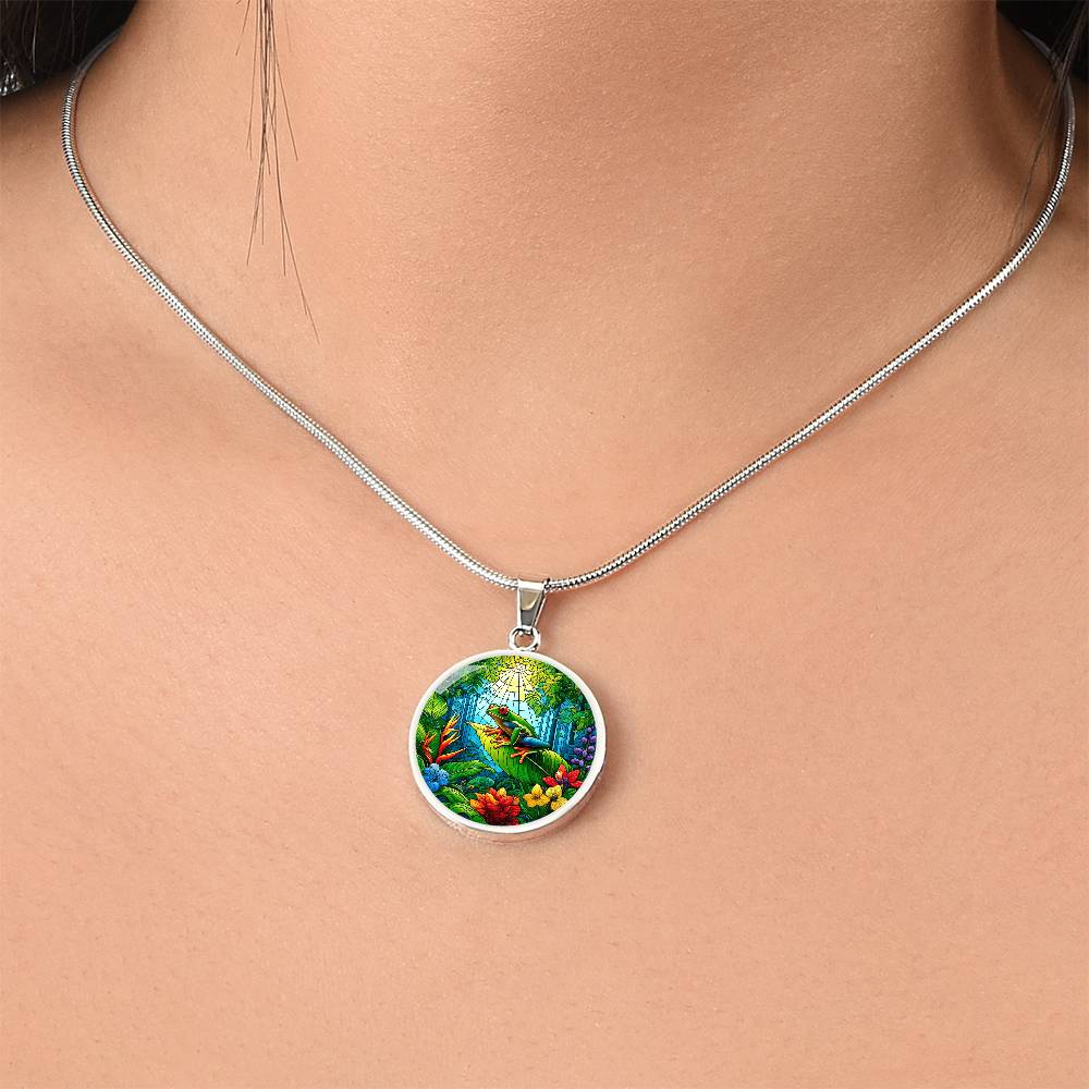 The Tropical Frog Circle Pendant Necklace