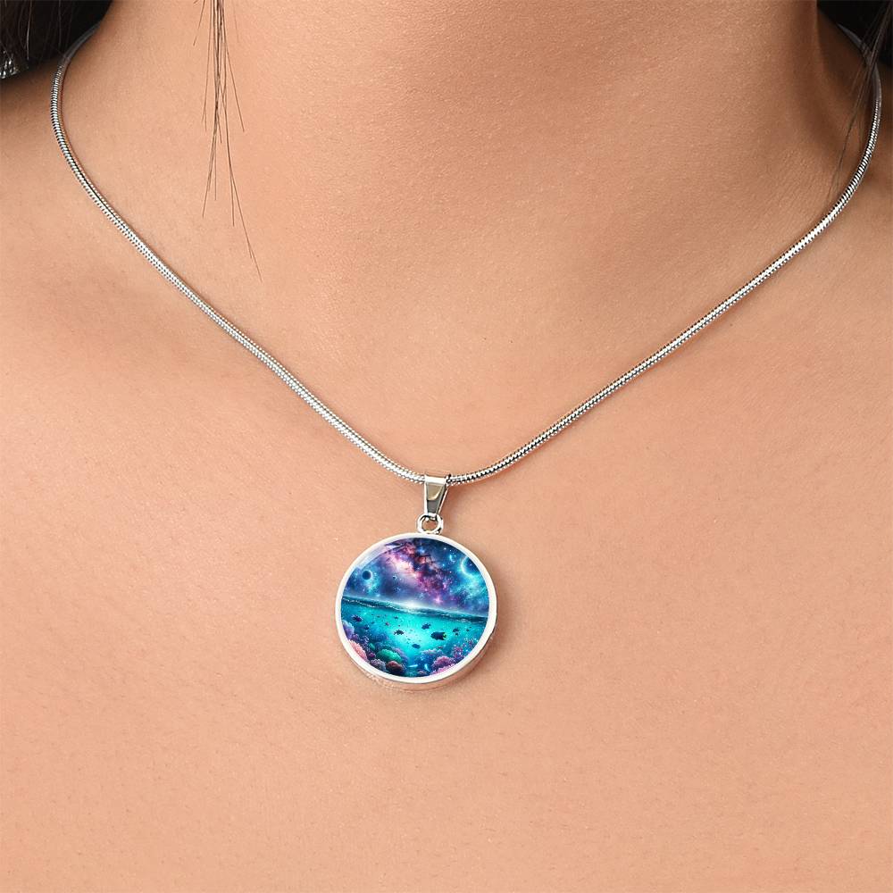 The Cosmic Coral Reef Circle Pendant Necklace