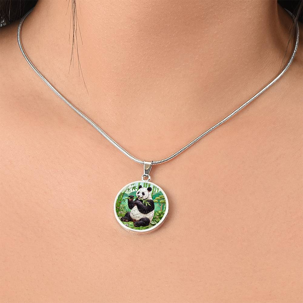 The Bamboo Panda Circle Pendant Necklace