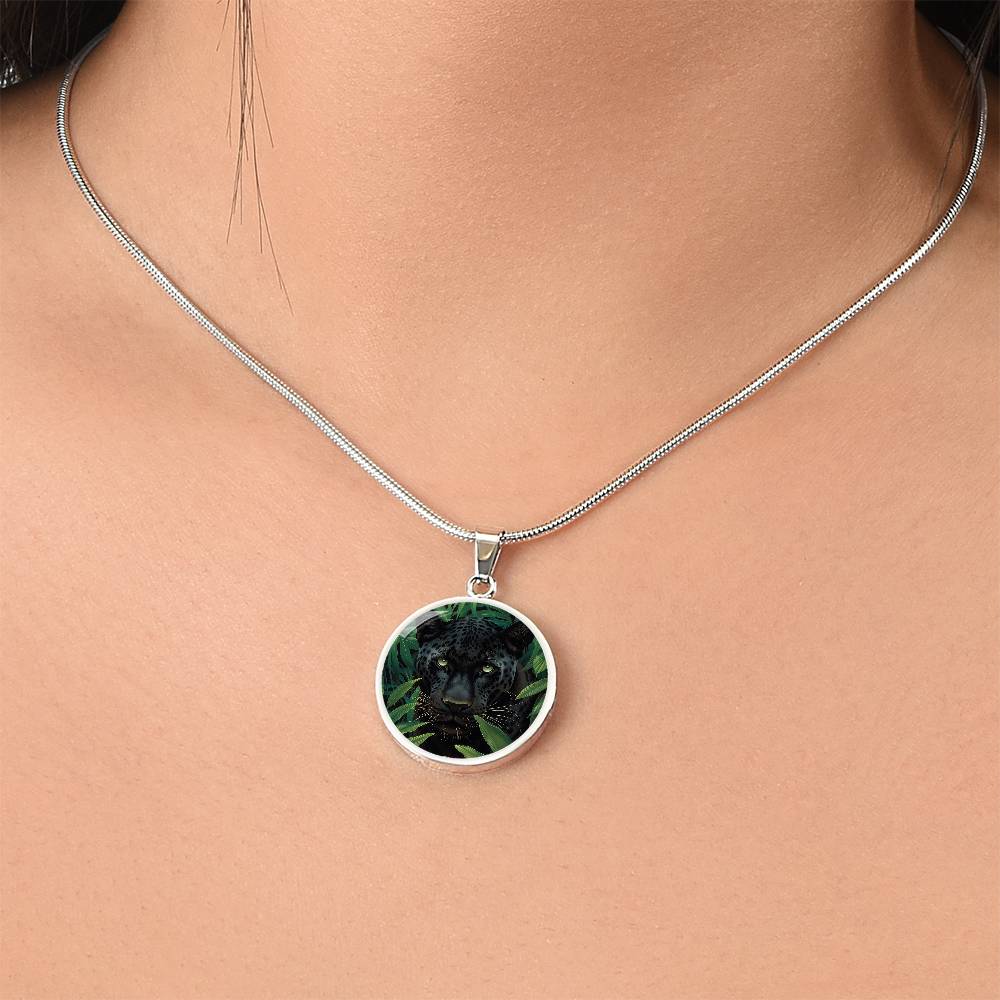 The Jungle Panther Circle Pendant Necklace