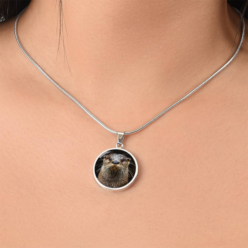 The Otter Portrait Circle Pendant Necklace