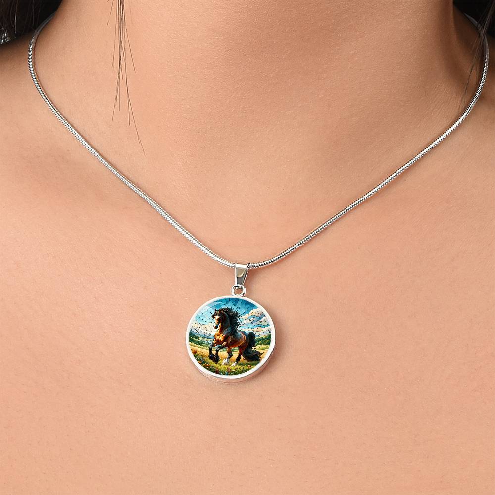 The Majestic Stallion Circle Pendant Necklace