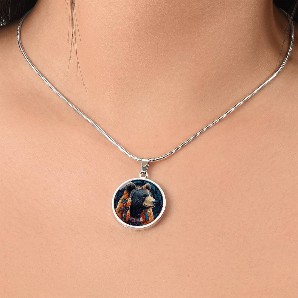 The Chief Bear Circle Pendant Necklace