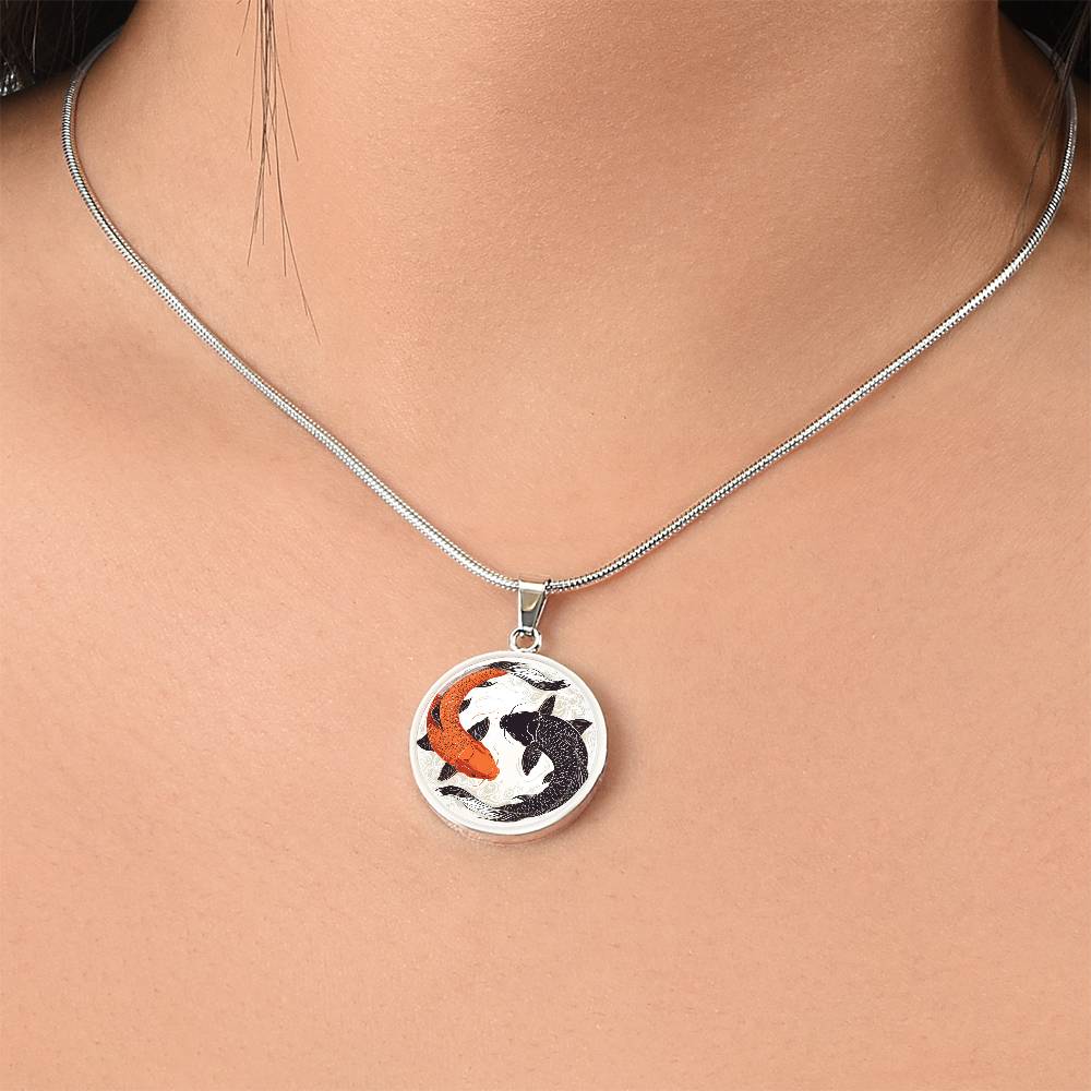 The Koi Pair Circle Pendant Necklace