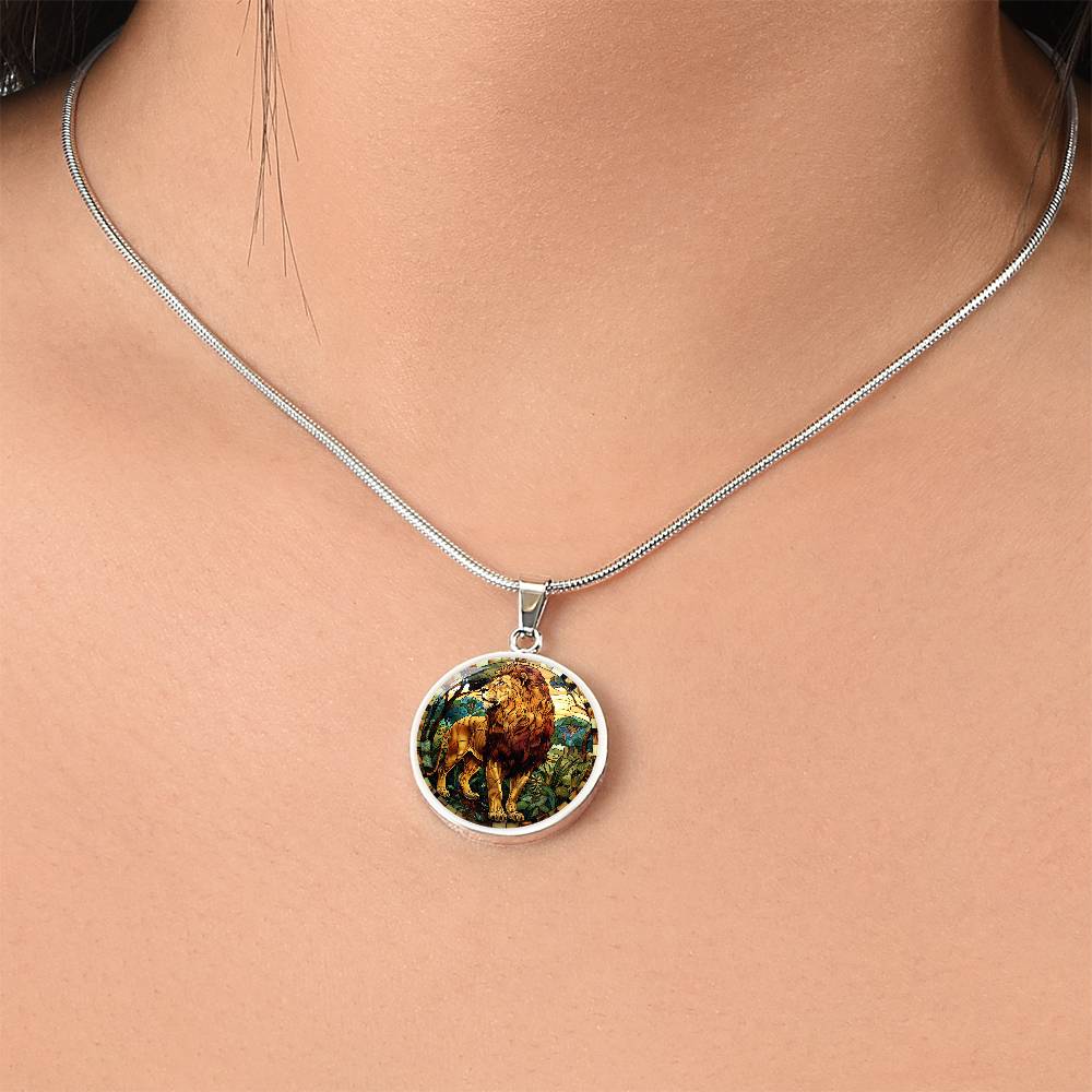 The Lion Guardian Circle Pendant Necklace