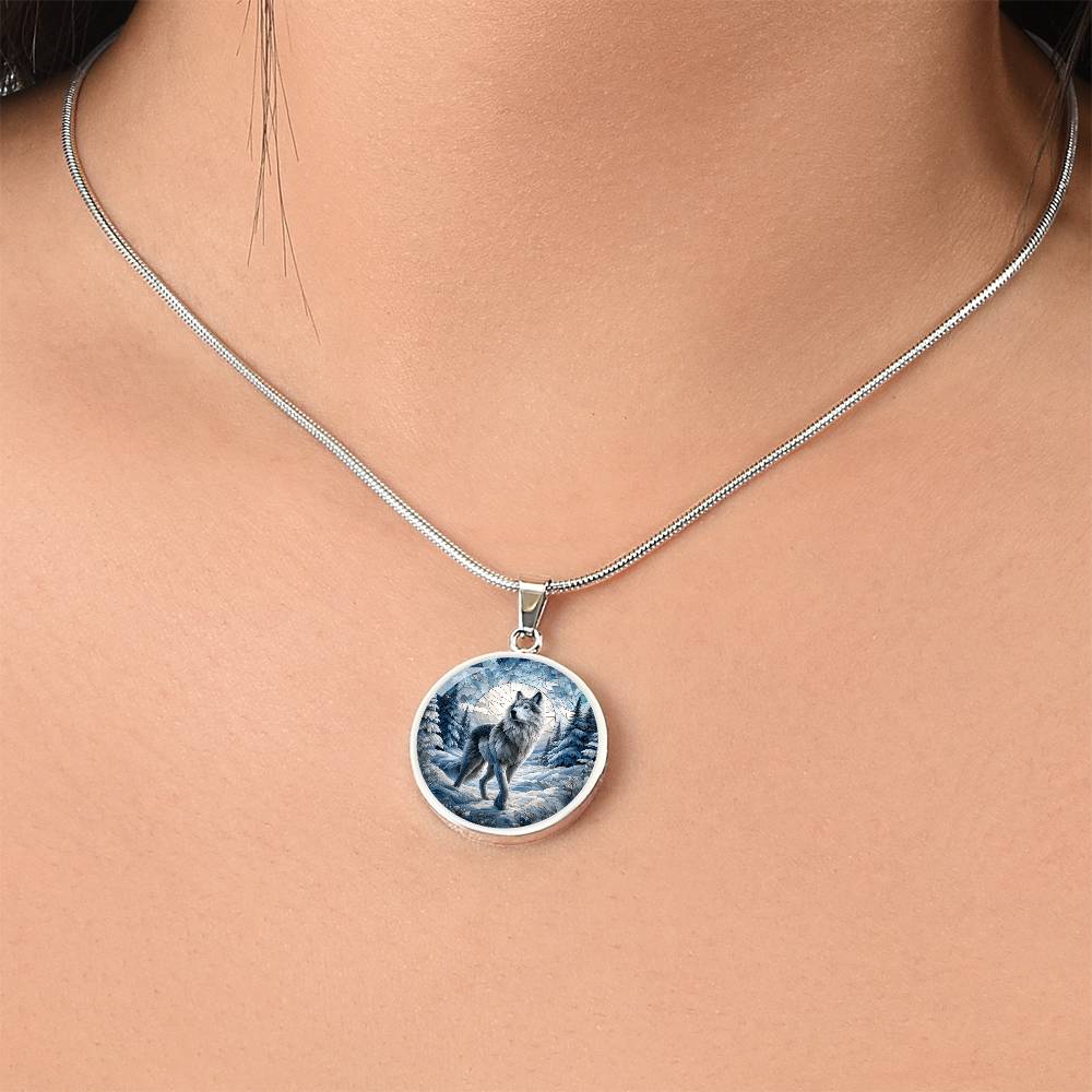 The Northern Wolf Circle Pendant Necklace