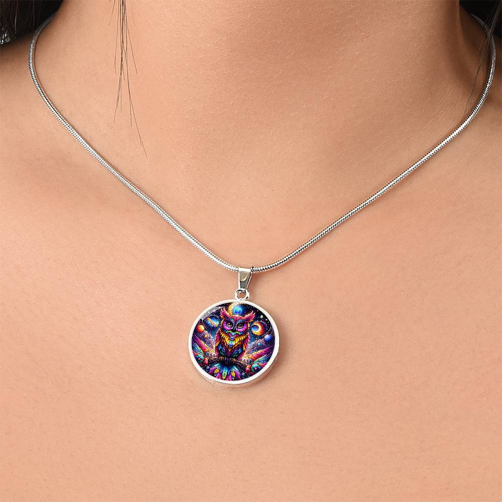 The Colors Owl Circle Pendant Necklace