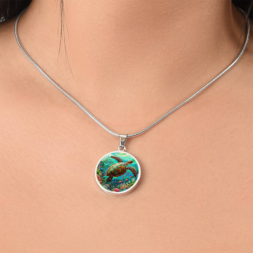 The Sea Turtle Reef Circle Pendant Necklace