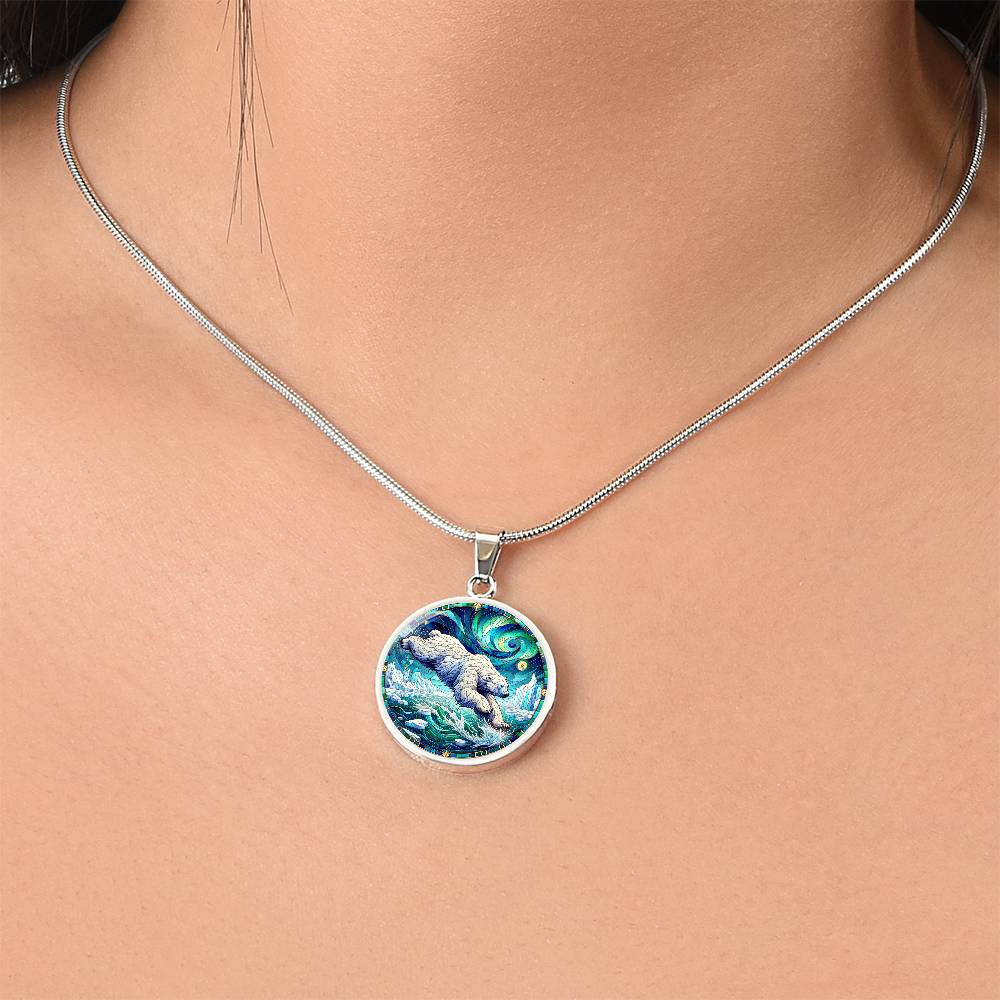 The Arctic Bear Circle Pendant Necklace