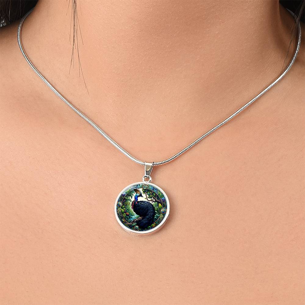 The Cassowary Bird Circle Pendant Necklace