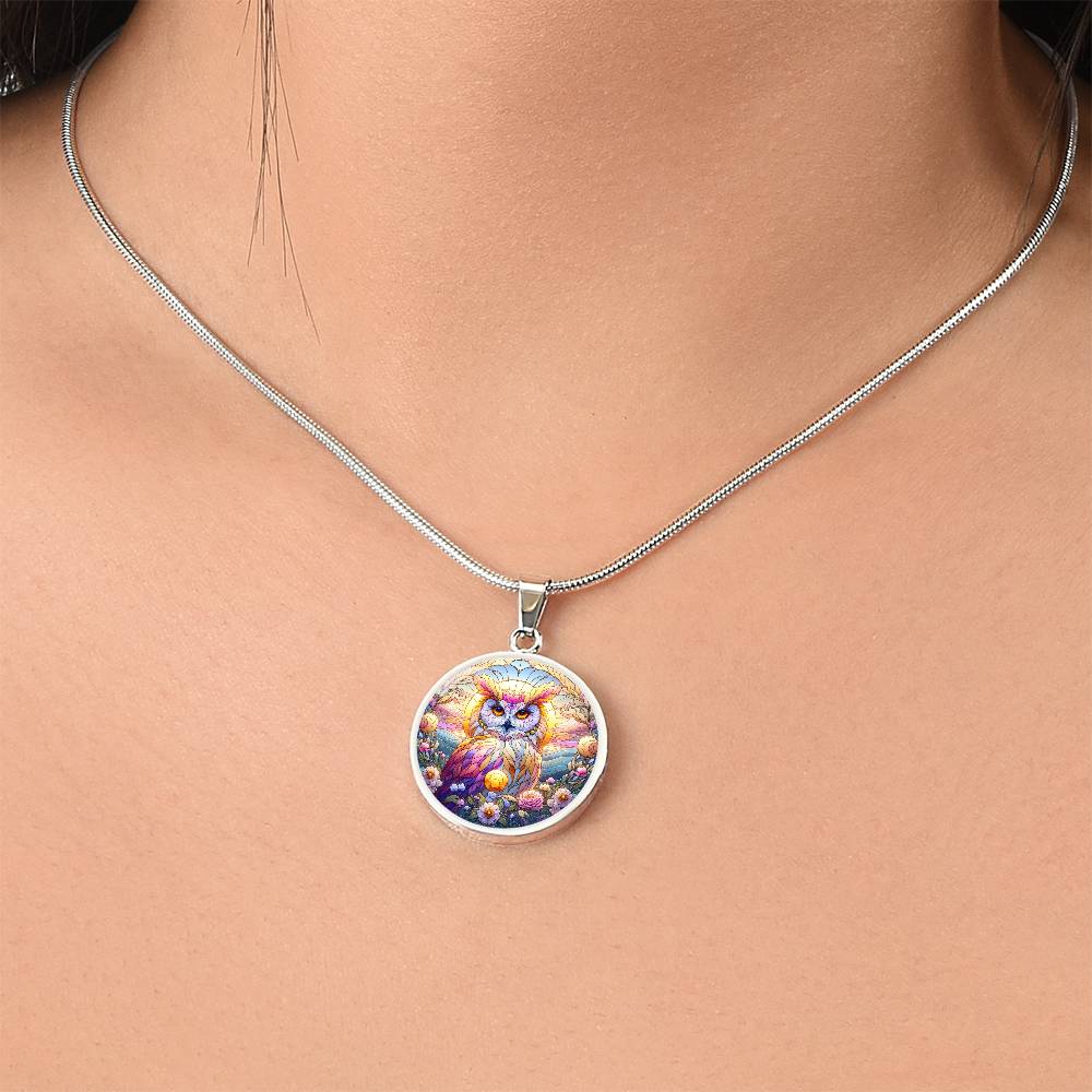 The Dawn Owl Circle Pendant Necklace