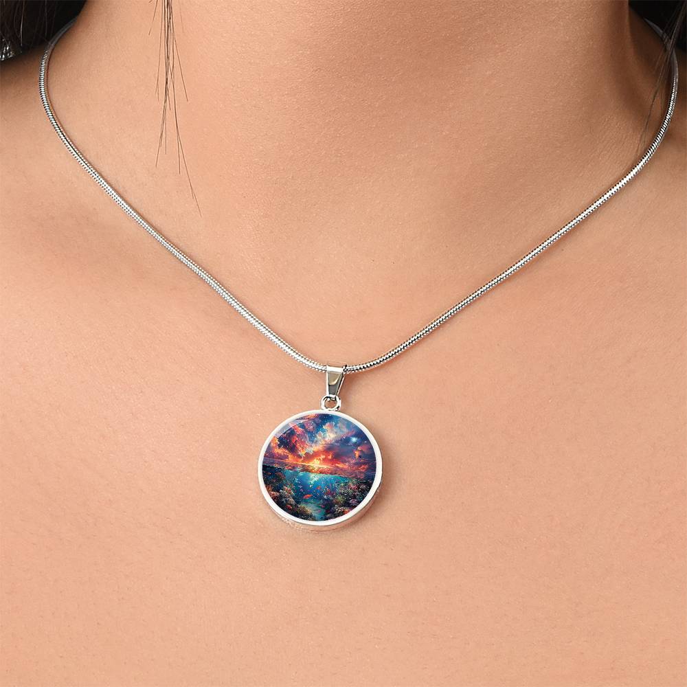 The Celestial Reef Circle Pendant Necklace