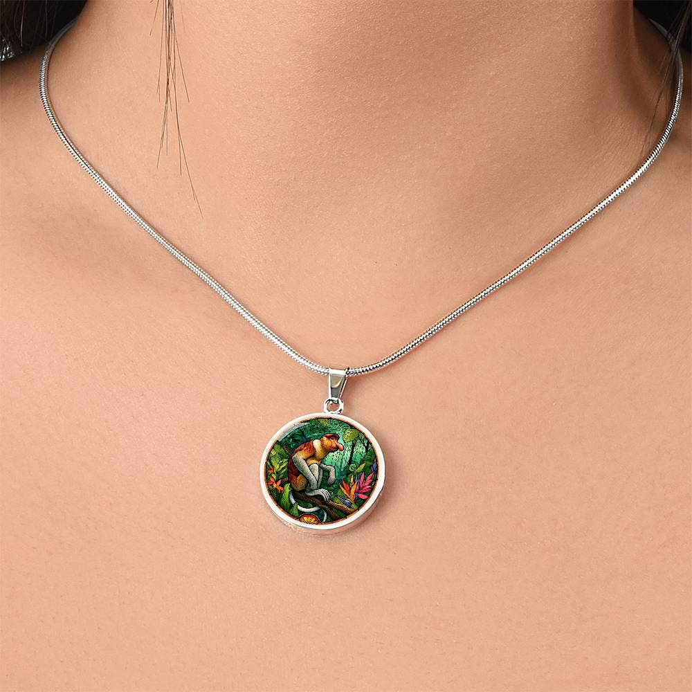 The Proboscis Monkey Circle Pendant Necklace