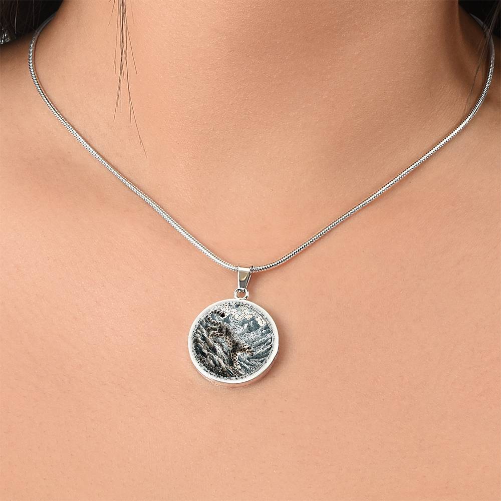 The Snow Leopard Circle Pendant Necklace