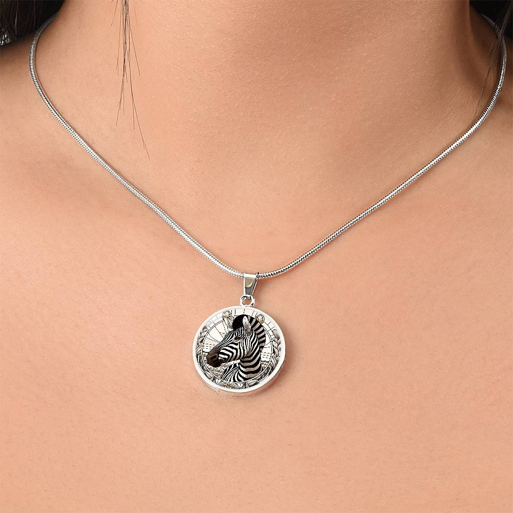 The Zebra Circle Pendant Necklace