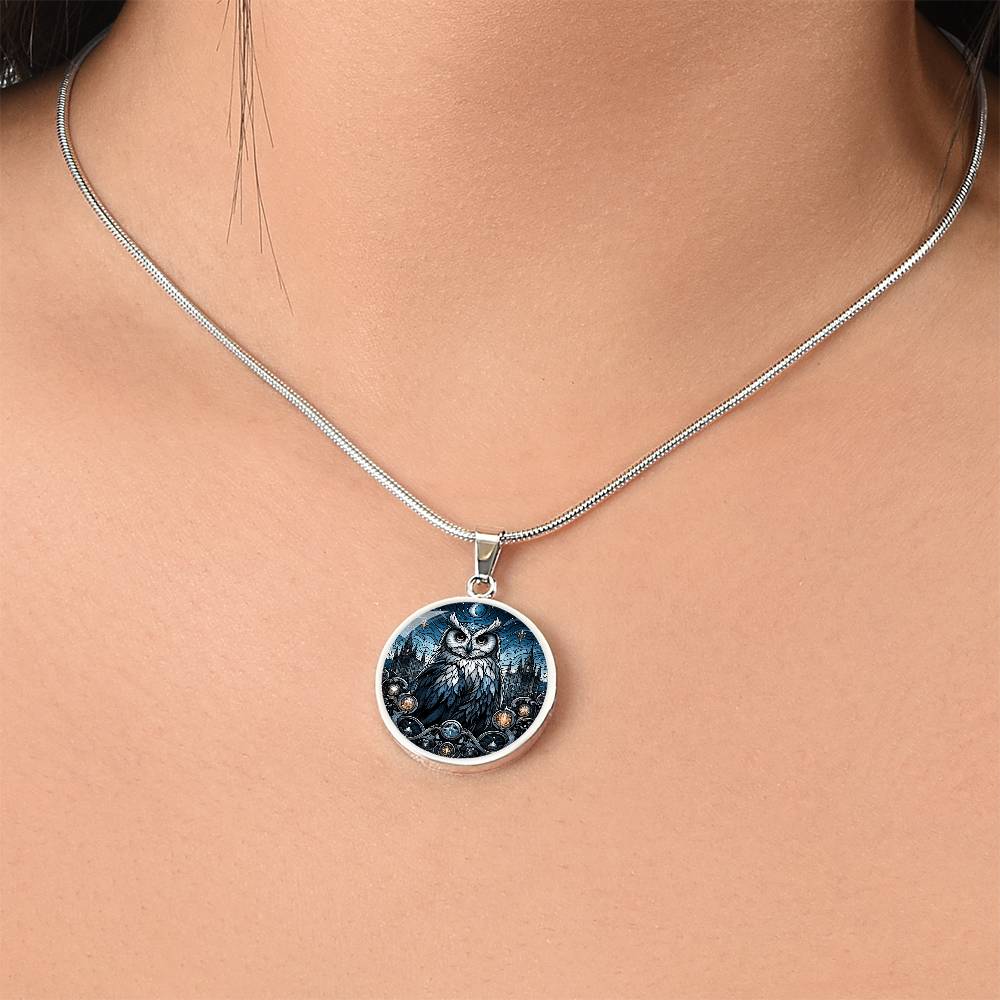 The Cathedral Owl Circle Pendant Necklace