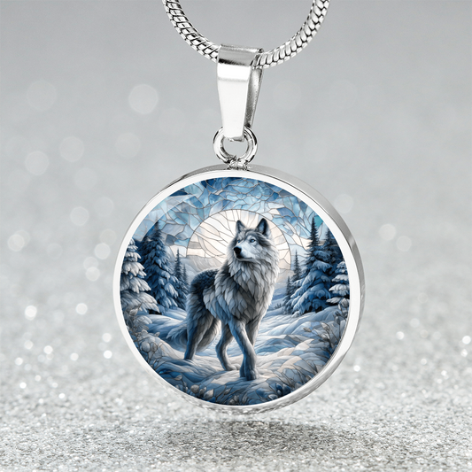 The Northern Wolf Circle Pendant Necklace