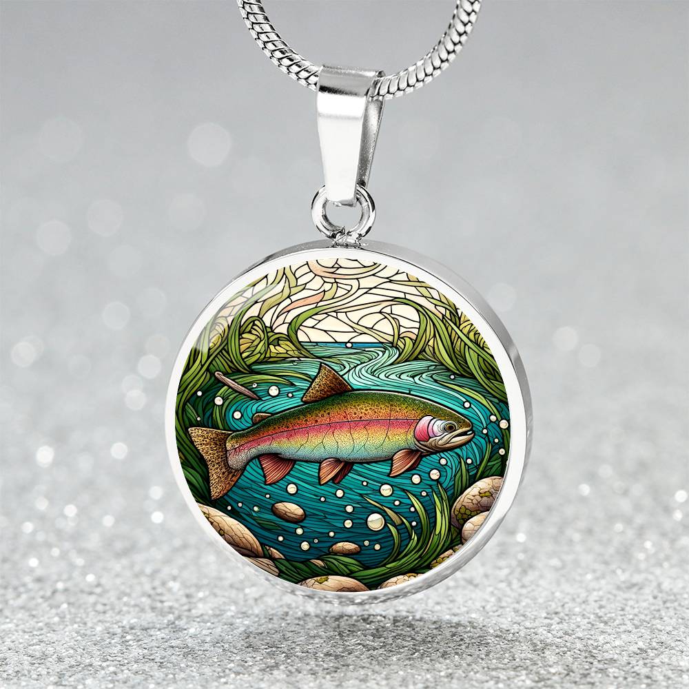 The Rainbow Trout Circle Pendant Necklace