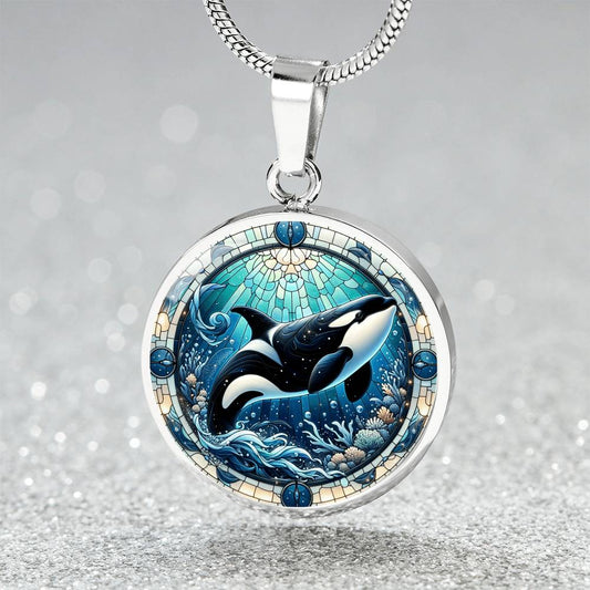 The Majestic Orca Circle Pendant Necklace