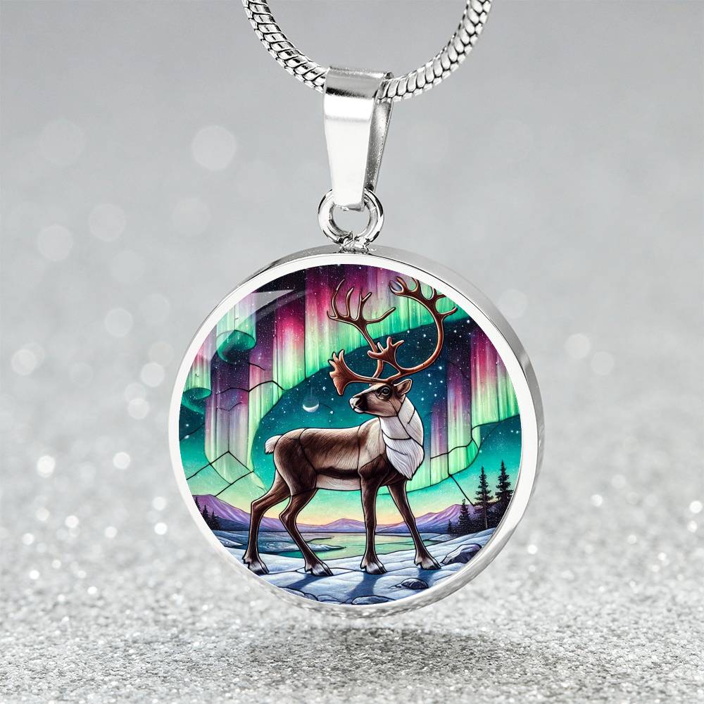 The Northern Lights Caribou Circle Pendant Necklace