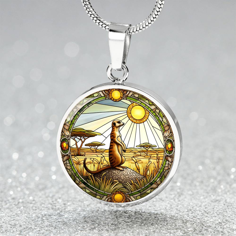 The Savannah Meerkat Circle Pendant Necklace