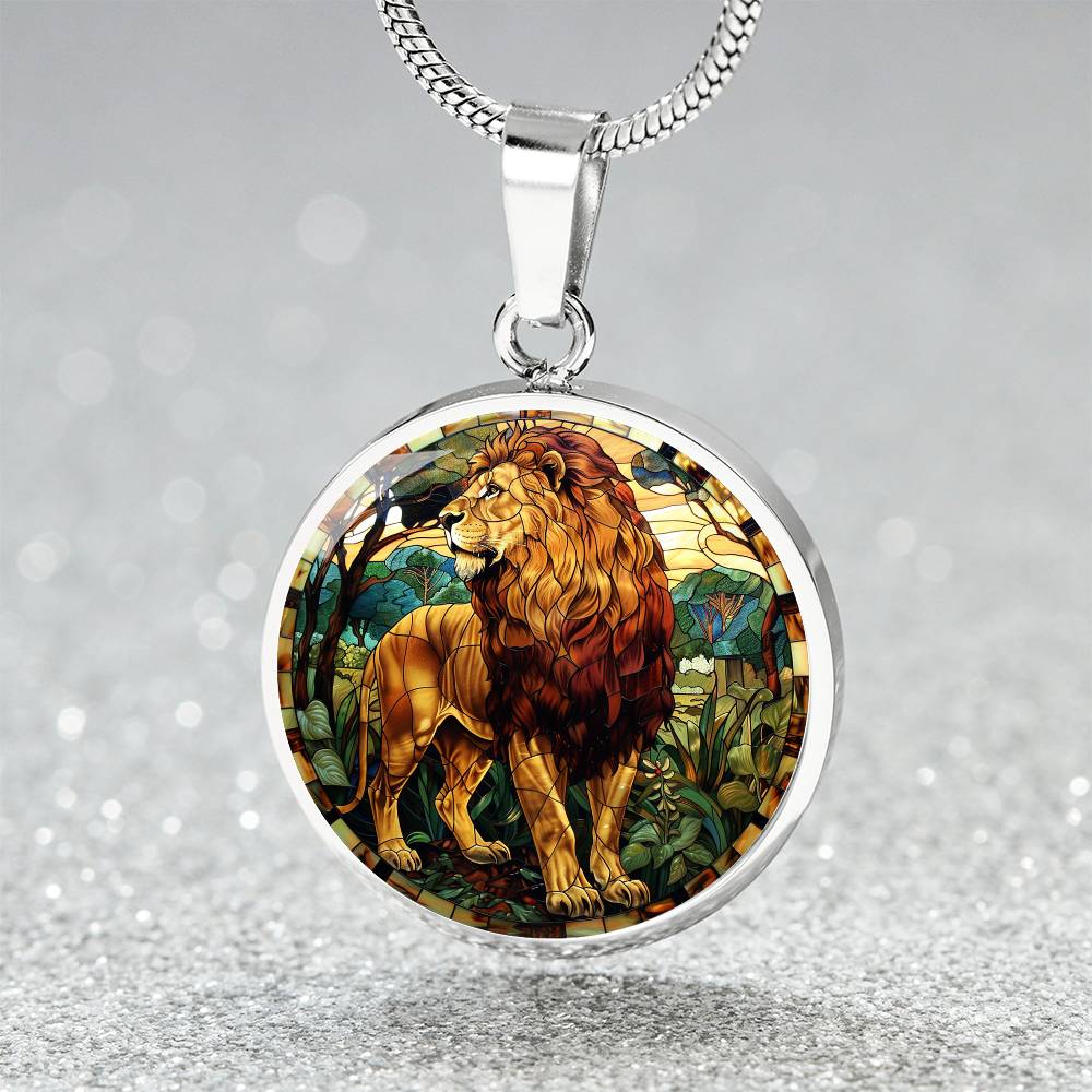 The Lion Guardian Circle Pendant Necklace