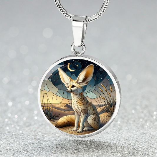 The Fennec Fox Circle Pendant Necklace