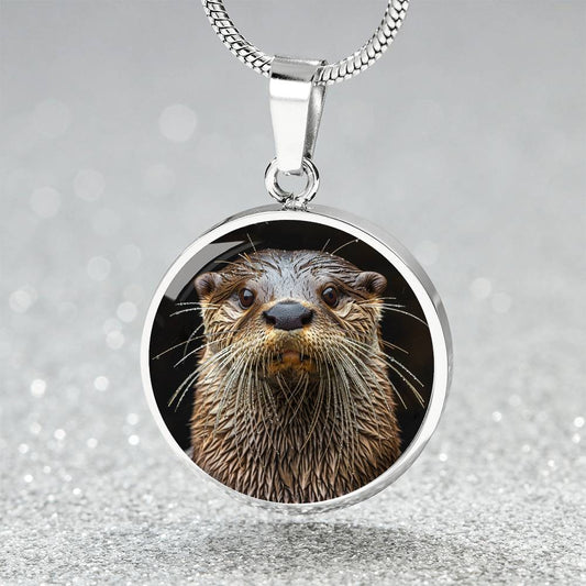 The Otter Portrait Circle Pendant Necklace