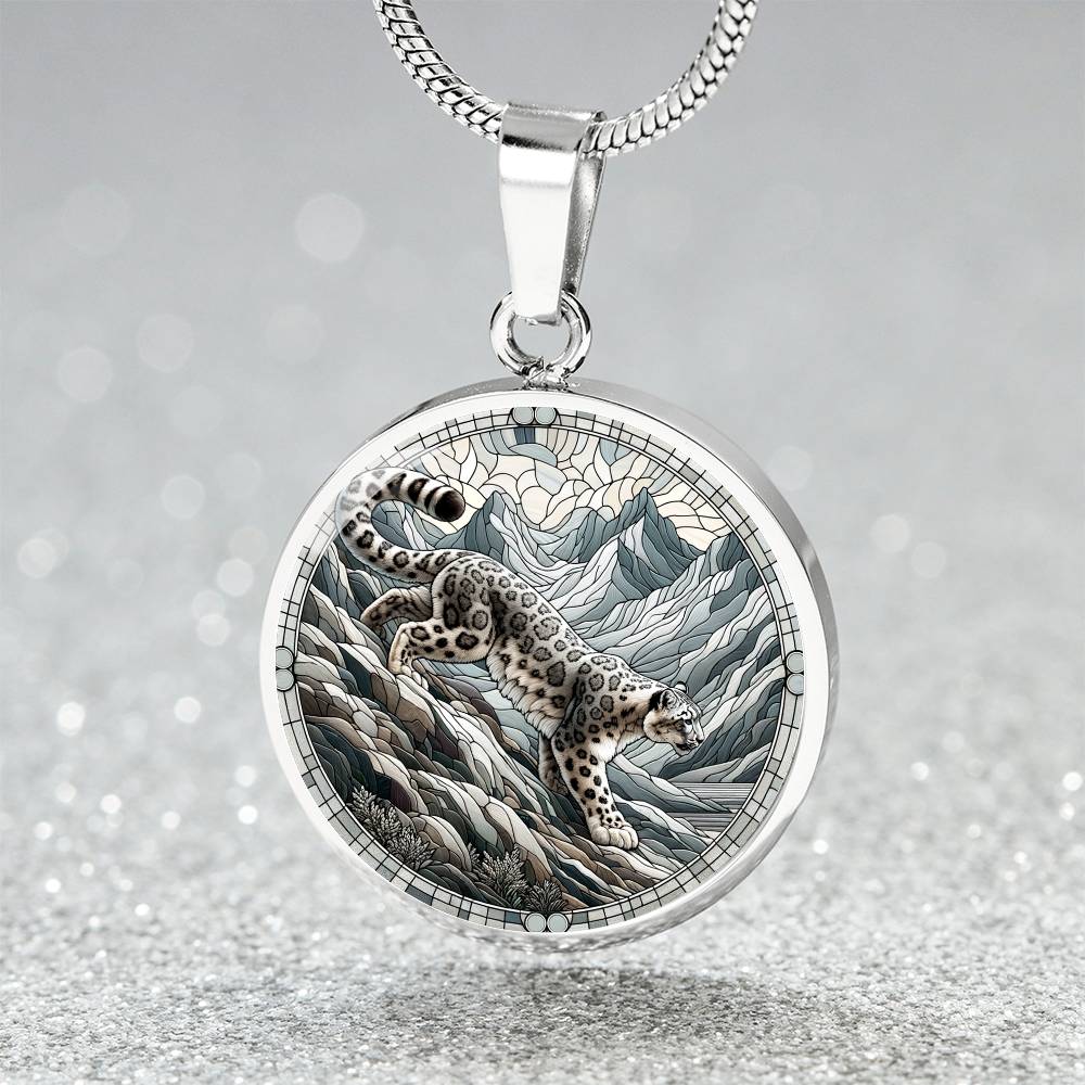 The Snow Leopard Circle Pendant Necklace