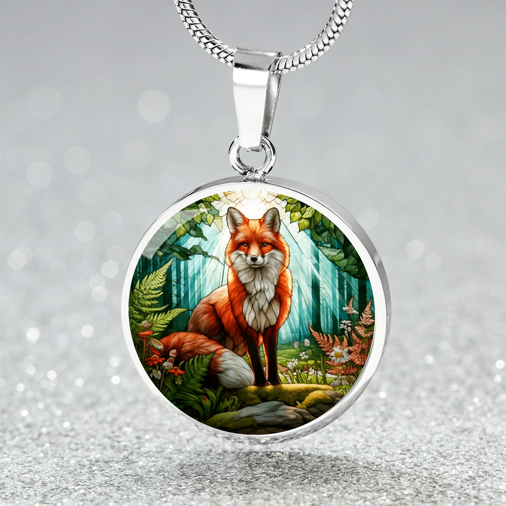 The Red Fox Circle Pendant Necklace