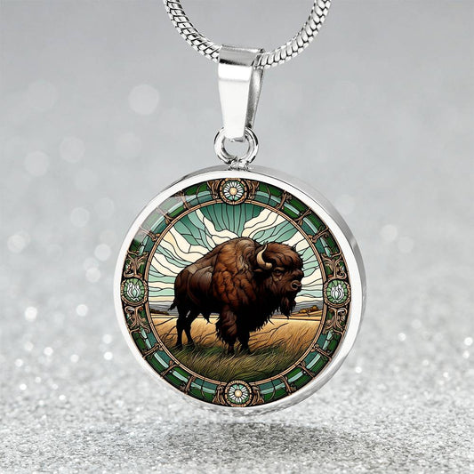 The Bison Circle Pendant Necklace