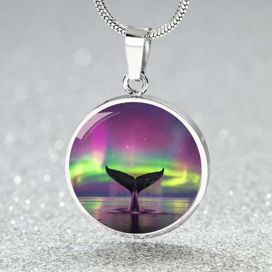 The Aurora Whale Tail Circle Pendant Necklace