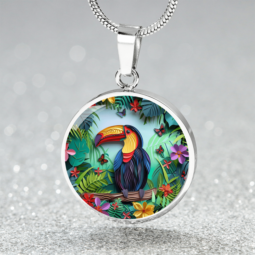 The Tropical Toucan Circle Pendant Necklace