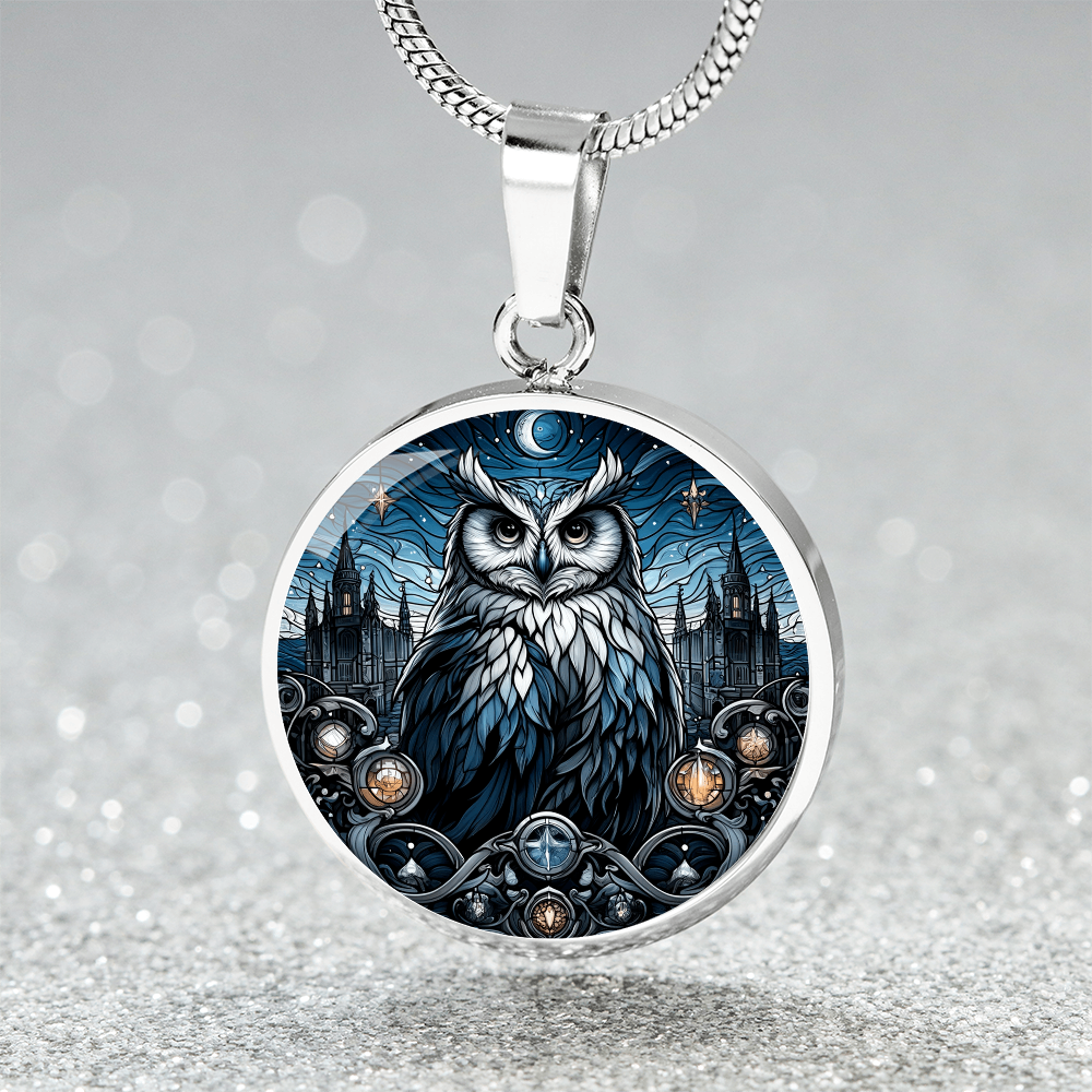 The Cathedral Owl Circle Pendant Necklace