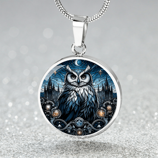 The Cathedral Owl Circle Pendant Necklace