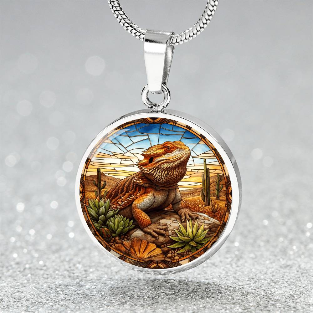 The Bearded Dragon Circle Pendant Necklace