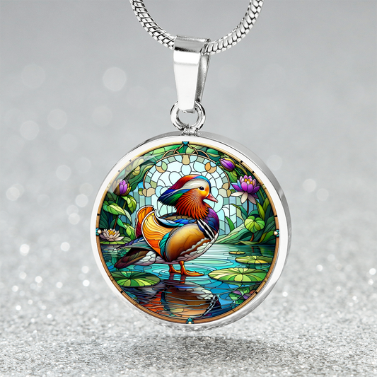 The Mandarin Duck Circle Pendant Necklace