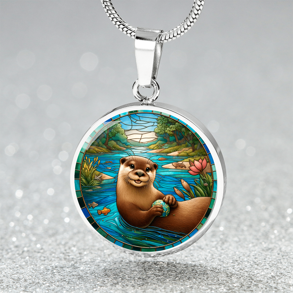 The Happy Otter Circle Pendant Necklace